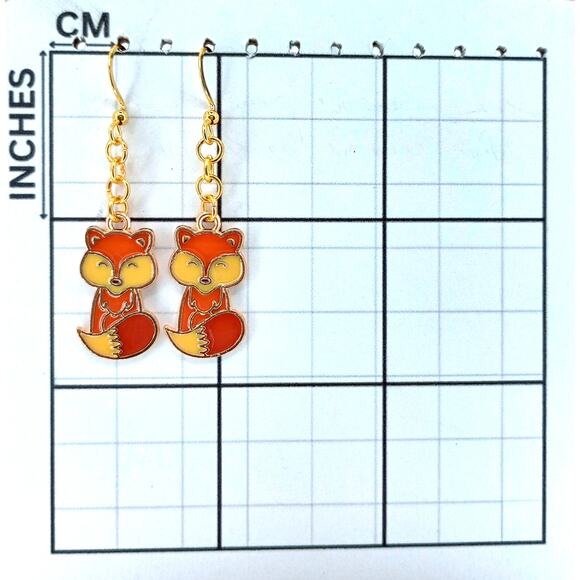 Fox Earrings | Fall Woodland Animal Dangle Jewelry - Picture 3 of 4